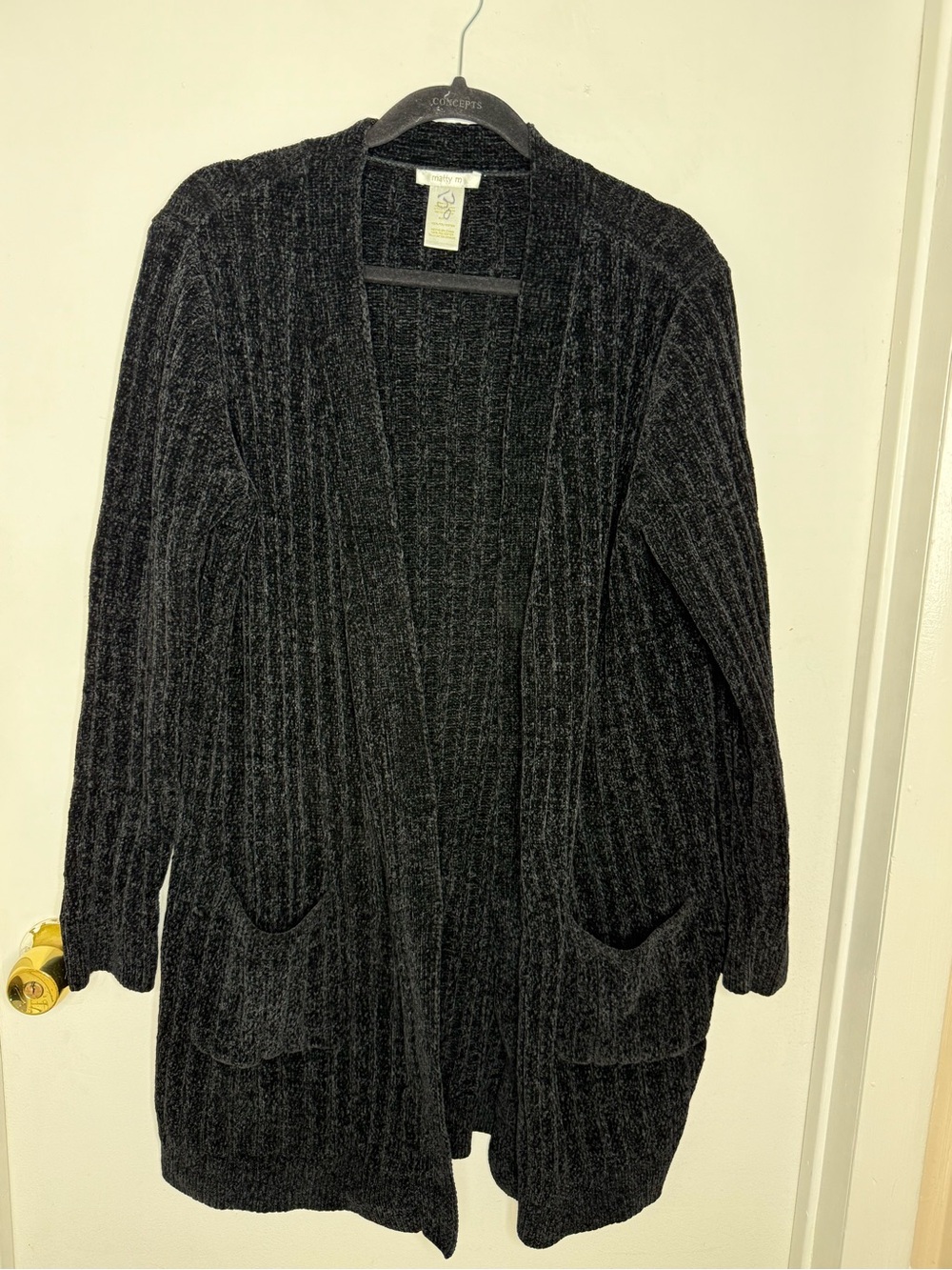 matty m Open Front Cardigan Ribbed in Black